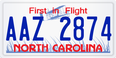 NC license plate AAZ2874