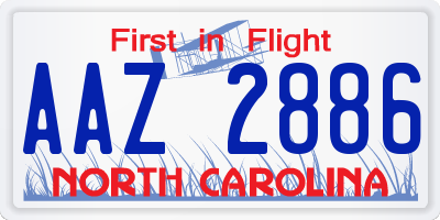 NC license plate AAZ2886