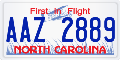 NC license plate AAZ2889