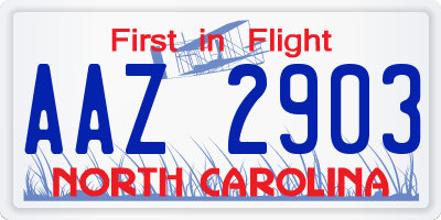 NC license plate AAZ2903