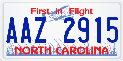 NC license plate AAZ2915