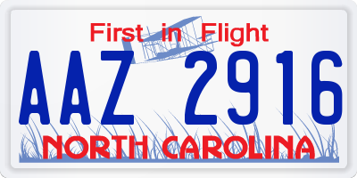 NC license plate AAZ2916