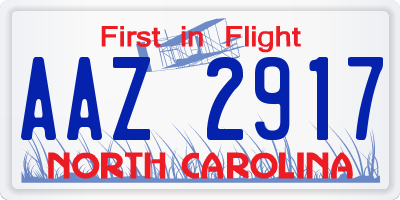 NC license plate AAZ2917