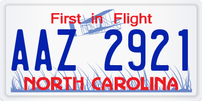 NC license plate AAZ2921