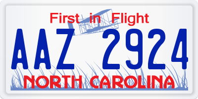 NC license plate AAZ2924