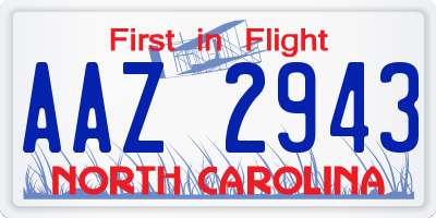 NC license plate AAZ2943