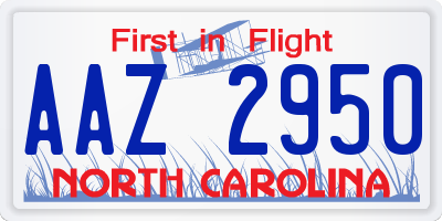 NC license plate AAZ2950