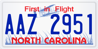NC license plate AAZ2951