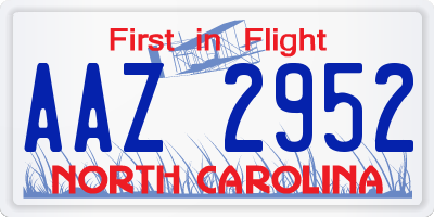 NC license plate AAZ2952