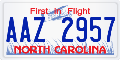 NC license plate AAZ2957