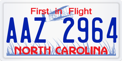 NC license plate AAZ2964