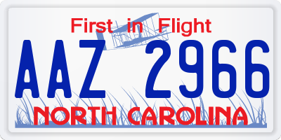 NC license plate AAZ2966