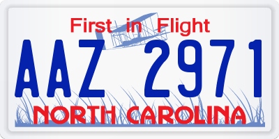 NC license plate AAZ2971