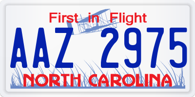 NC license plate AAZ2975