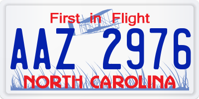 NC license plate AAZ2976