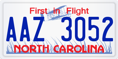 NC license plate AAZ3052