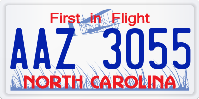 NC license plate AAZ3055