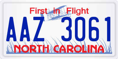 NC license plate AAZ3061