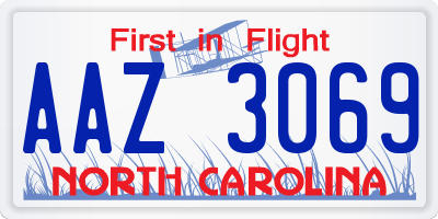 NC license plate AAZ3069