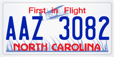 NC license plate AAZ3082
