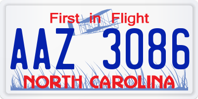 NC license plate AAZ3086