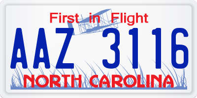 NC license plate AAZ3116