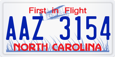 NC license plate AAZ3154