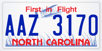 NC license plate AAZ3170