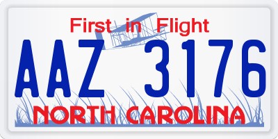 NC license plate AAZ3176