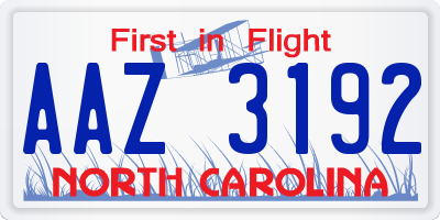 NC license plate AAZ3192
