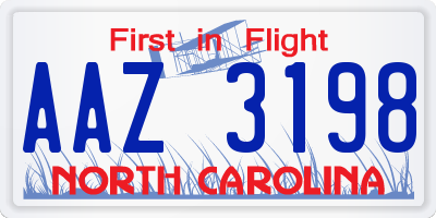NC license plate AAZ3198