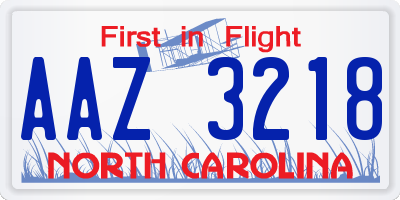 NC license plate AAZ3218