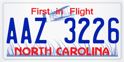 NC license plate AAZ3226