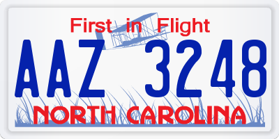 NC license plate AAZ3248