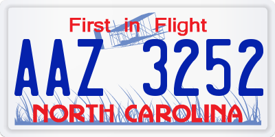 NC license plate AAZ3252