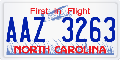 NC license plate AAZ3263