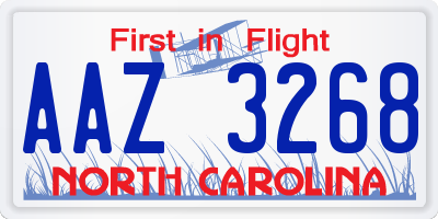 NC license plate AAZ3268
