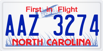 NC license plate AAZ3274