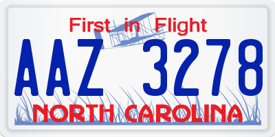 NC license plate AAZ3278