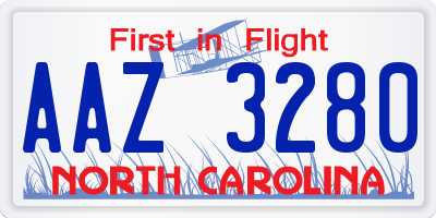 NC license plate AAZ3280