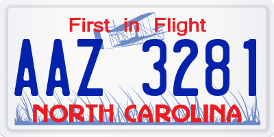 NC license plate AAZ3281