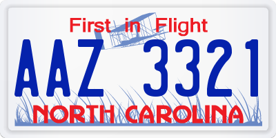NC license plate AAZ3321