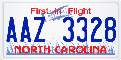 NC license plate AAZ3328