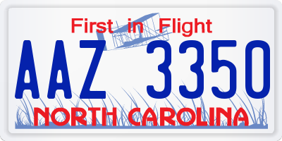 NC license plate AAZ3350