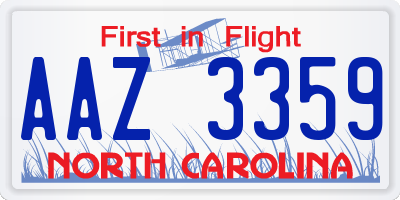 NC license plate AAZ3359