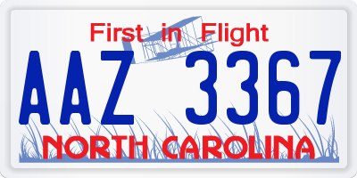 NC license plate AAZ3367