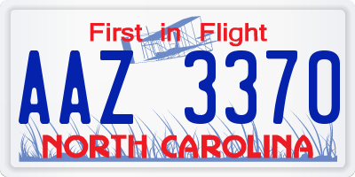 NC license plate AAZ3370