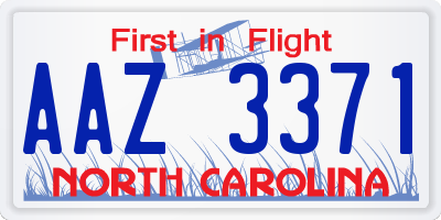 NC license plate AAZ3371