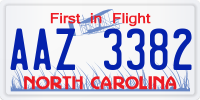 NC license plate AAZ3382