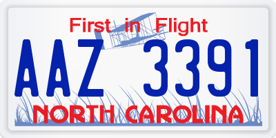 NC license plate AAZ3391